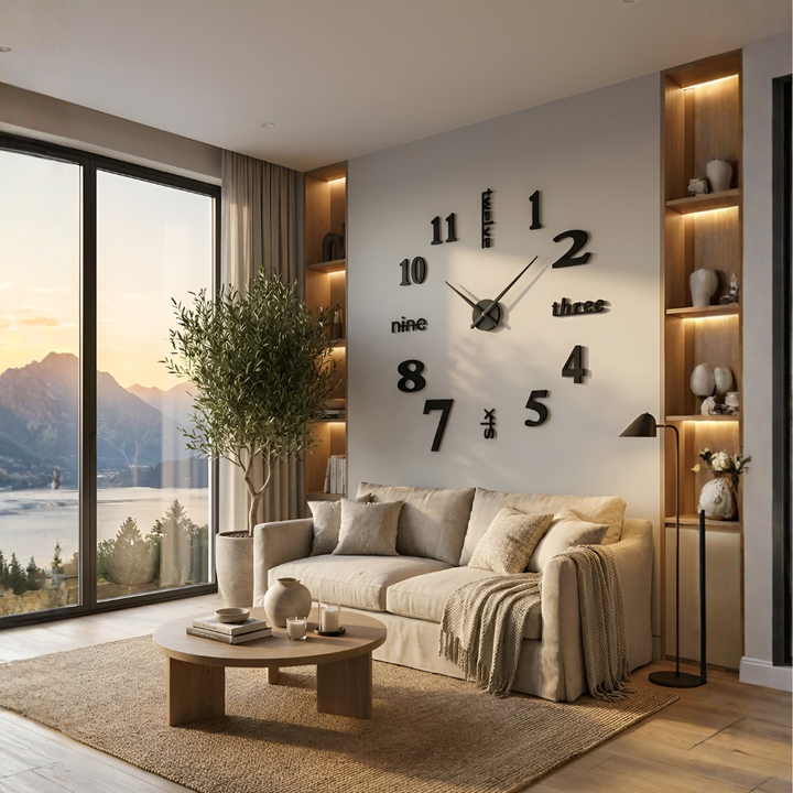 Ilman kehystä oleva ylisuuri DIY-seinäkello