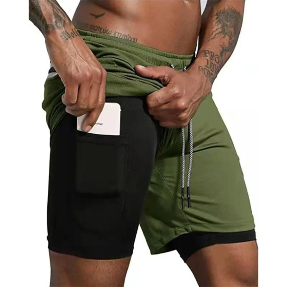 2-in-1 Miesten Urheilushortsit