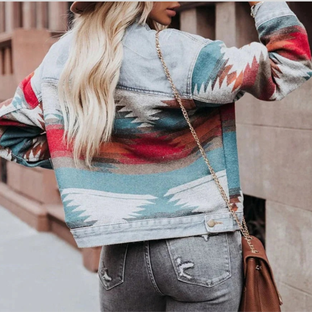 Retro Denim Takki Naisille