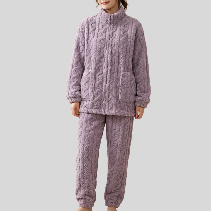 Vetoketju-Edessä Fleece Yöasu Setti