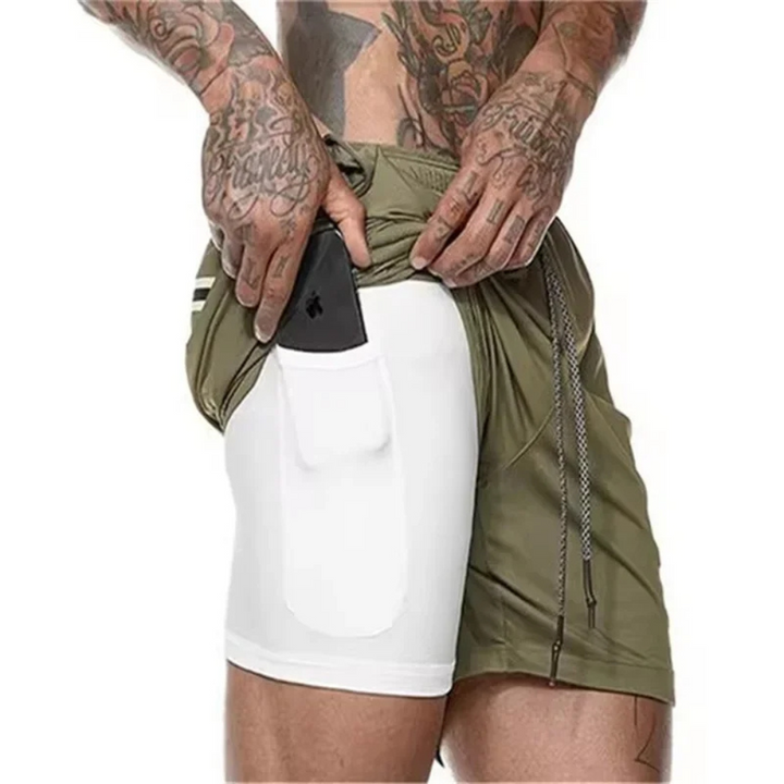2-in-1 Miesten Urheilushortsit