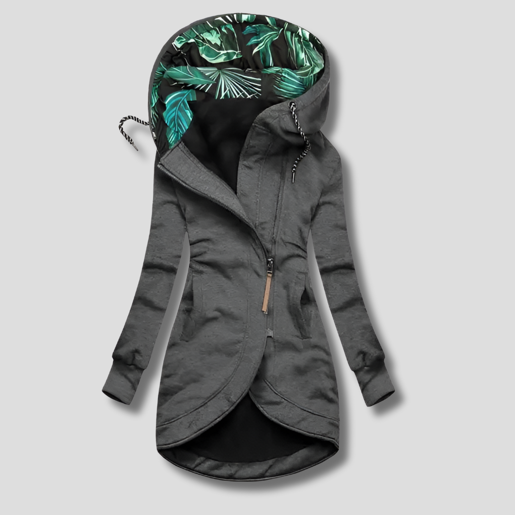 Tyylikäs Zip-Up Takki Hupulla Naisille