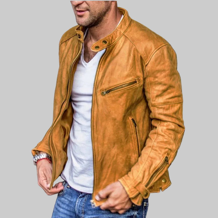 Tyylikäs ja Vesitiivis Nahkatakki Miehille