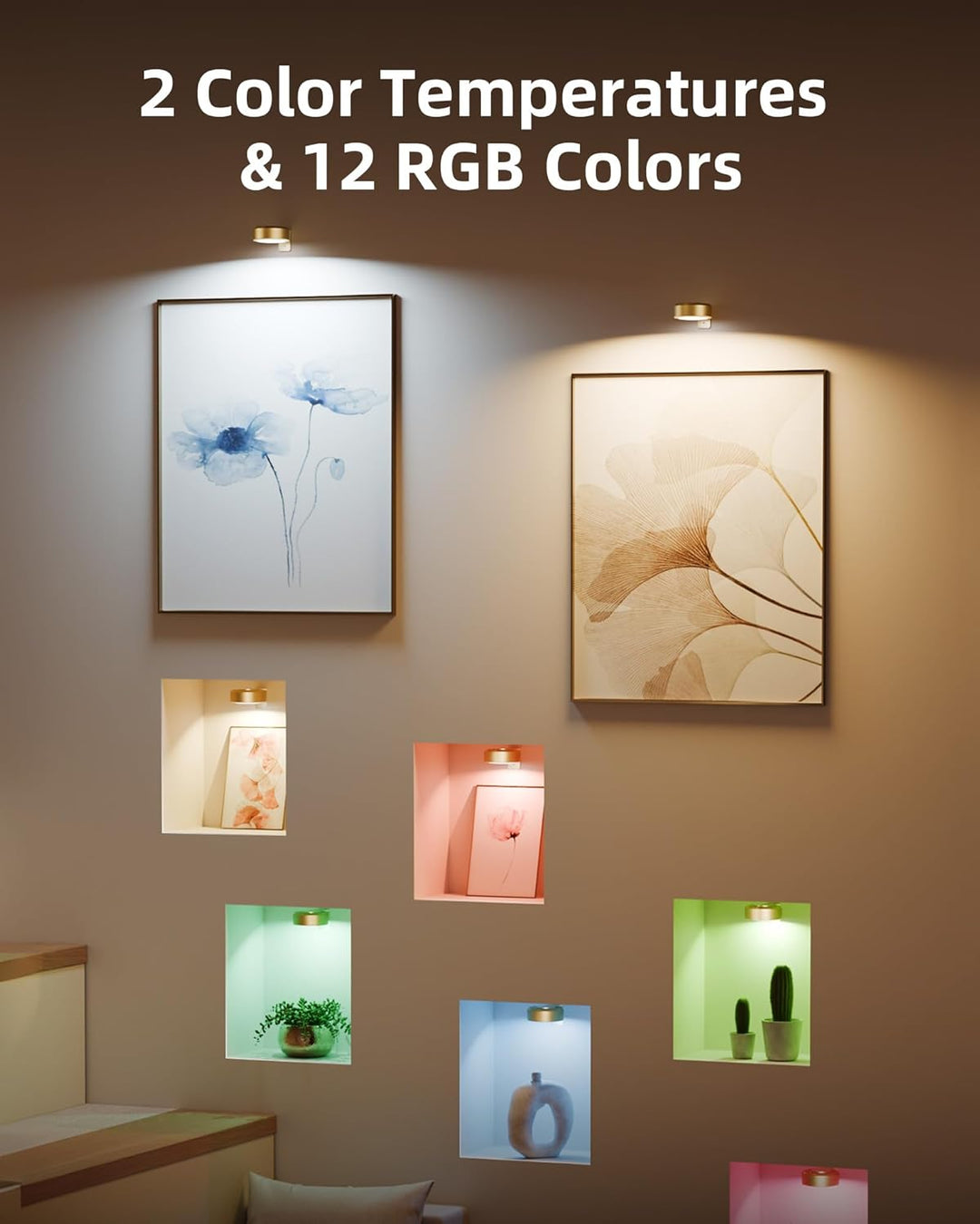 Säädettävä magneettinen taulunvalaisin | LED-kosketus ja kaukosäädin, RGB/valkoinen, USB