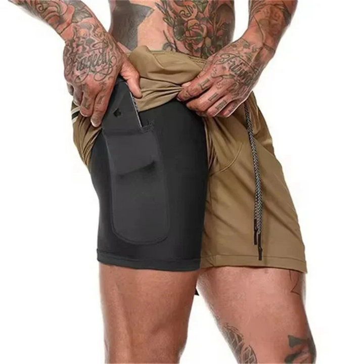 2-in-1 Miesten Urheilushortsit