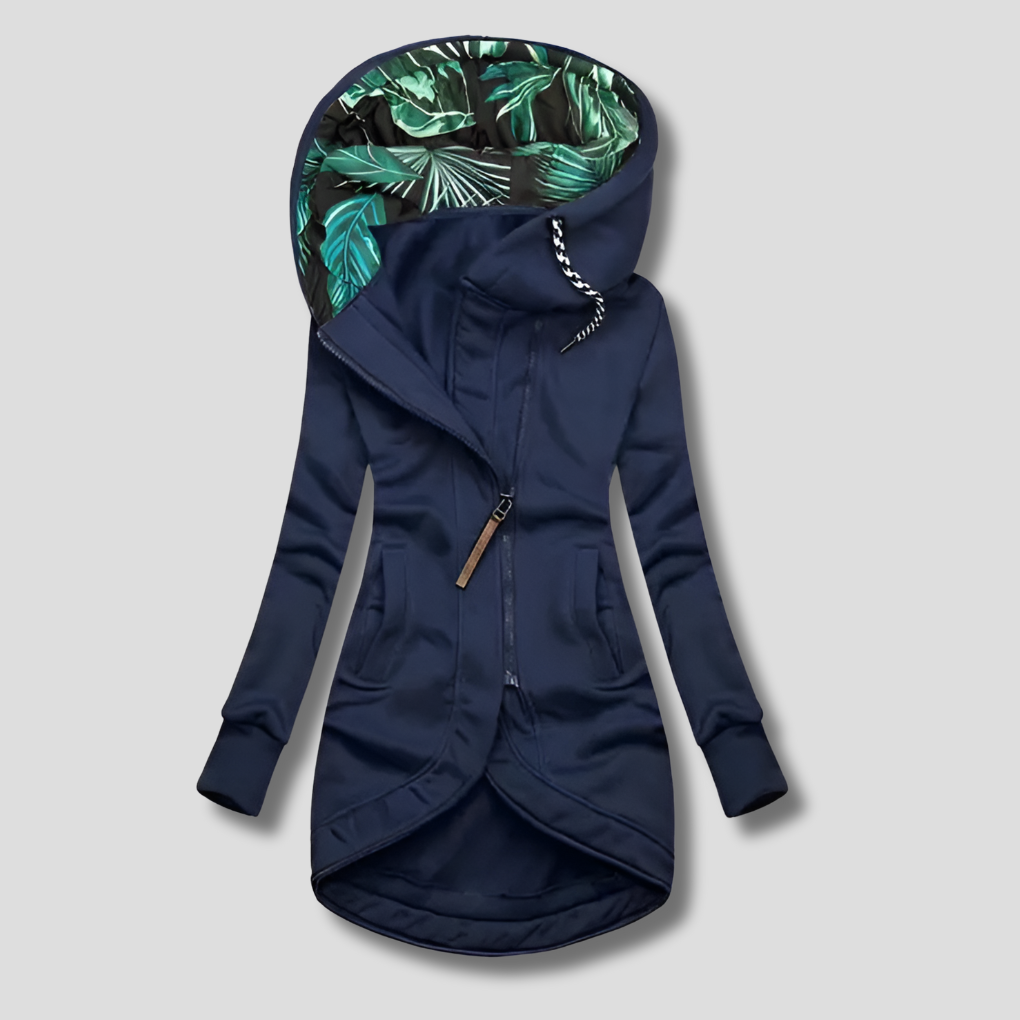 Tyylikäs Zip-Up Takki Hupulla Naisille