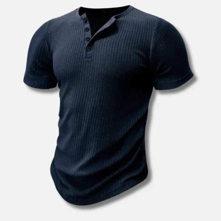 Slim-Fit Henley T-Paita Miehille Nappisuljenta