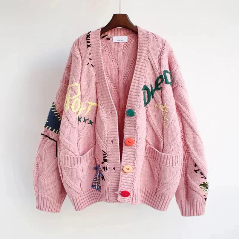 Neulottu V-paita Cardigan naisille