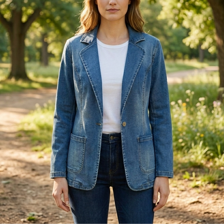 Sovitus Denim Blazer Naisille