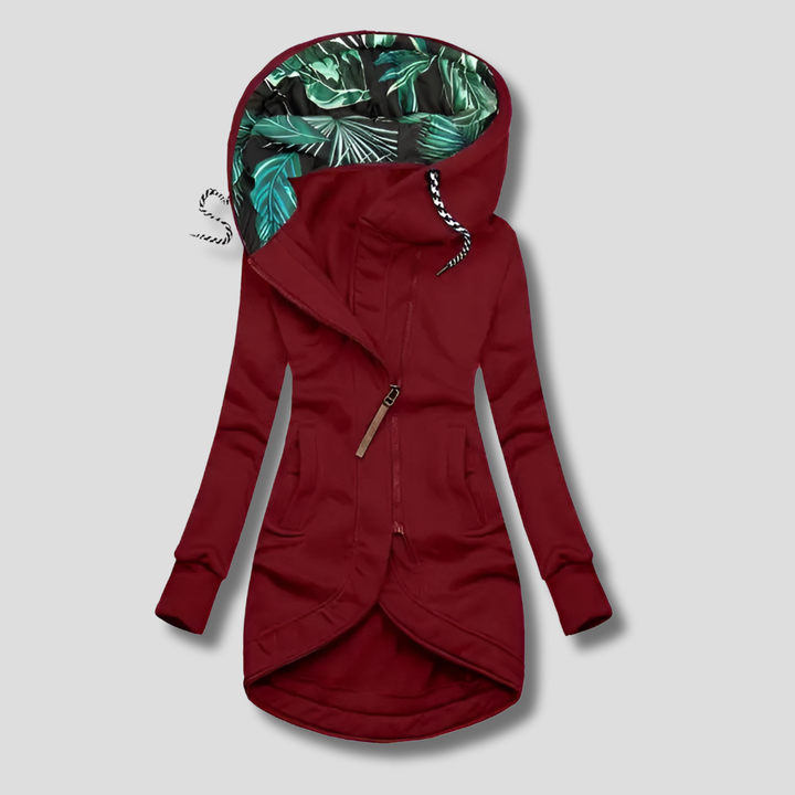 Tyylikäs Zip-Up Takki Hupulla Naisille