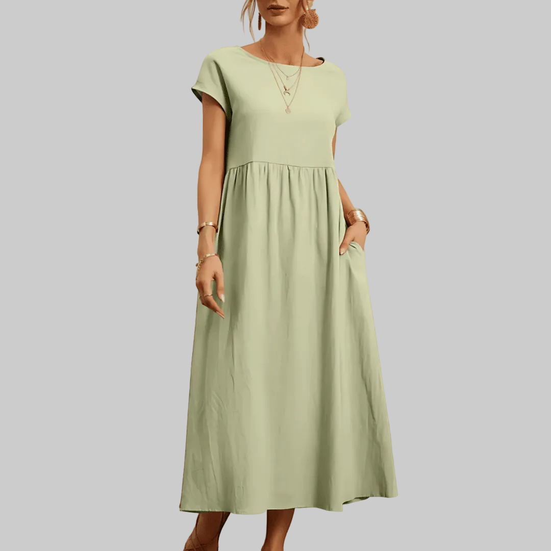 Naisten Vintage Puuvilla Linssi Maxi Mekko