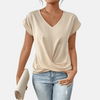 Naisten V-paita Draped Hem