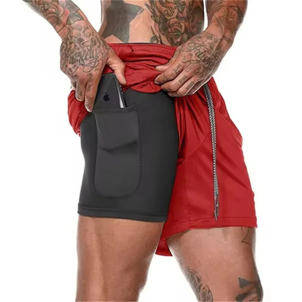 2-in-1 Miesten Urheilushortsit