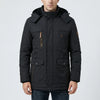 Fleece-vuorattu huppuparka miehille