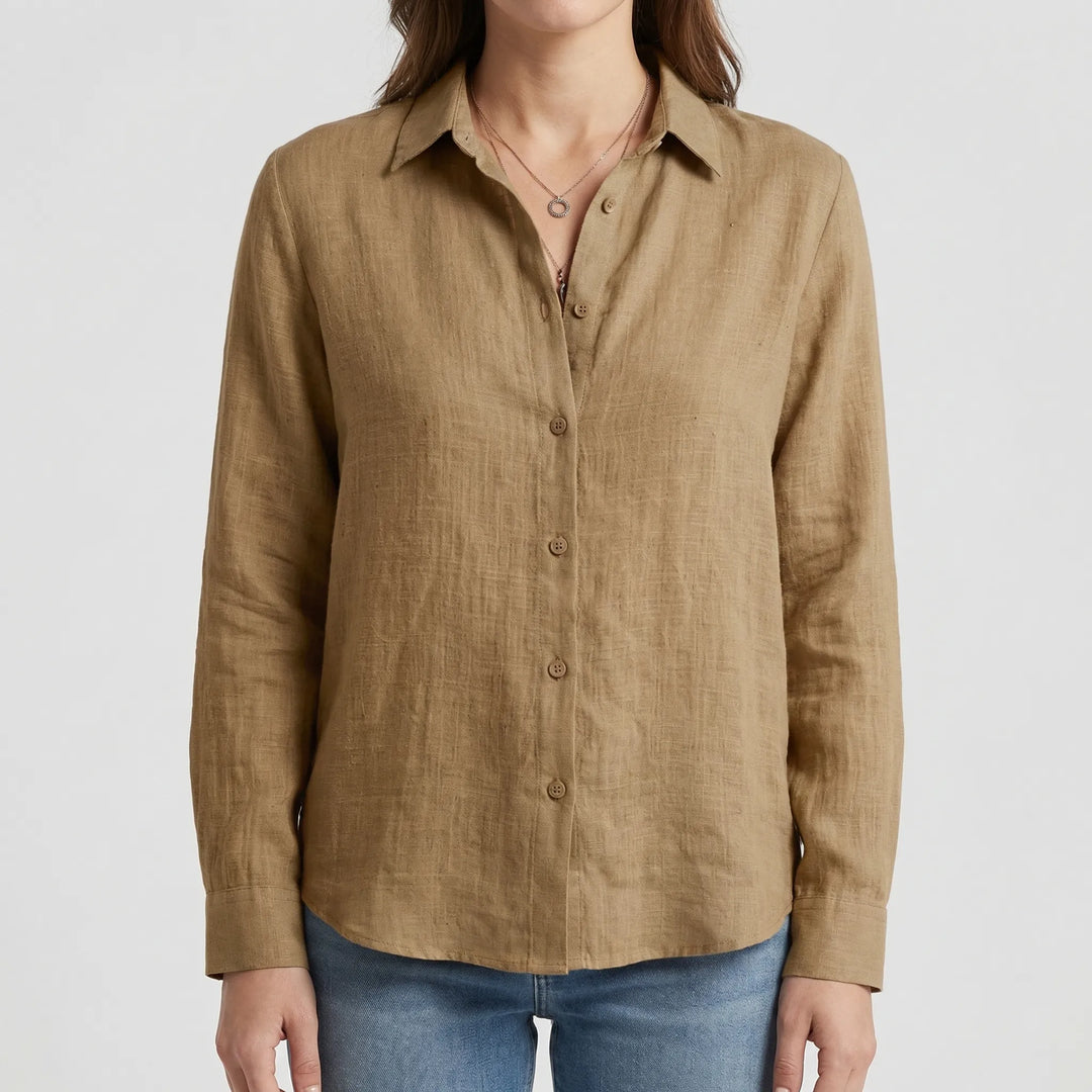 Belvara - Long Button-Down Blouse For Women