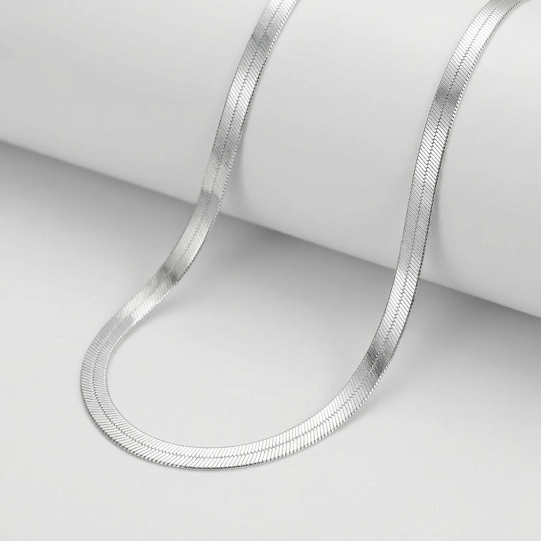 Bladeux - Flat Blade Chain Silver Necklace