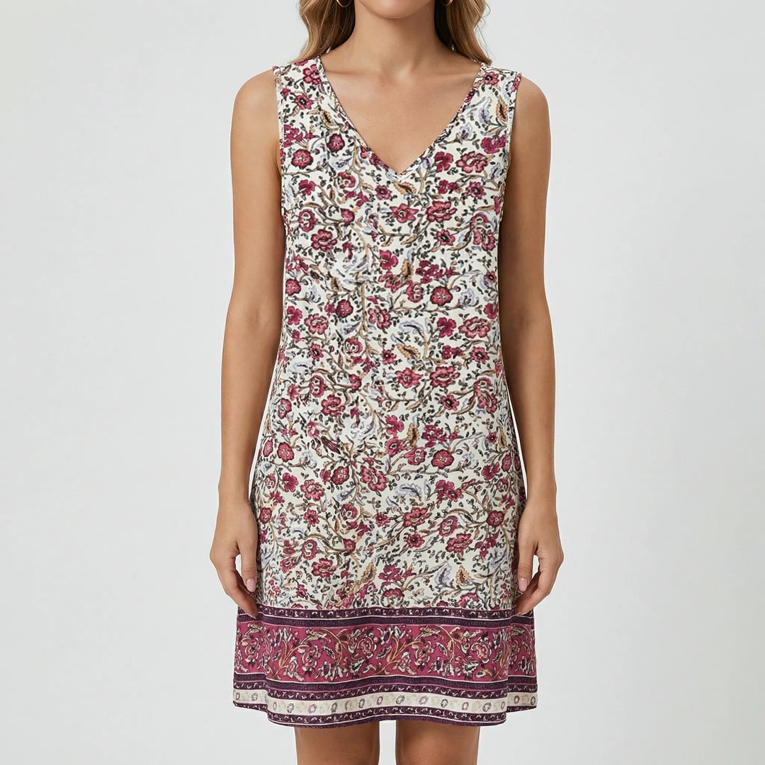 Bloomena - Sleeveless Floral Print Mini Dress