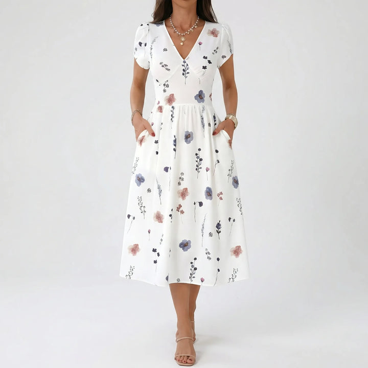 Blosswyn - Floral Print A-Line Midi Dress