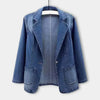 Kaupunkireuna Denim Blazer Perinteisellä Istuvuudella