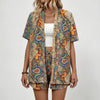 Kukkakuosiset Kimono-paita ja Shorts-setti