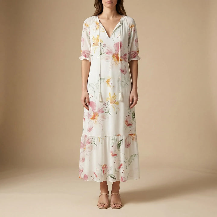 Bohvela - Floral Print Boho Maxi Dress