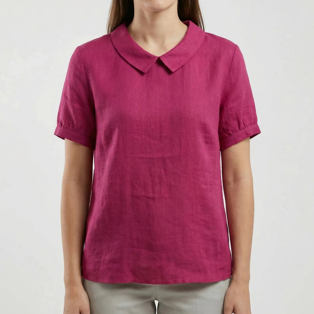 Brezali - Relaxed Fit Short Sleeve Blouse