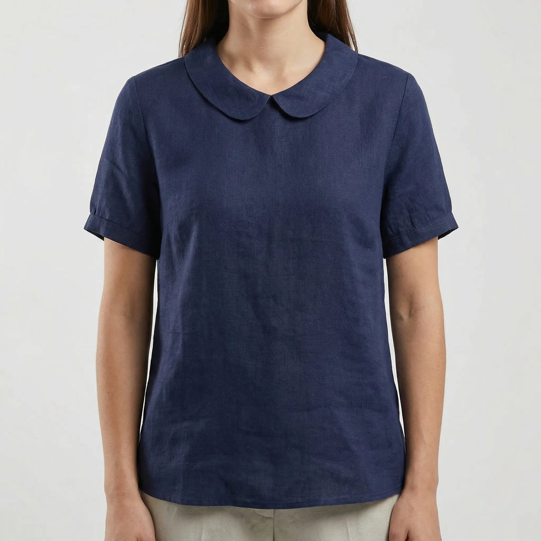 Brezali - Relaxed Fit Short Sleeve Blouse
