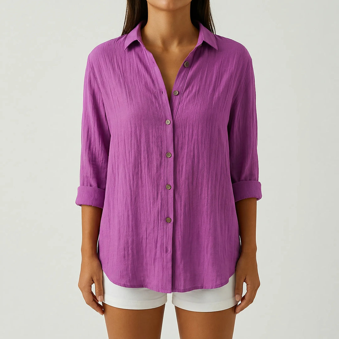 Brezara - Long-Sleeve Button-Up Women's Blouse