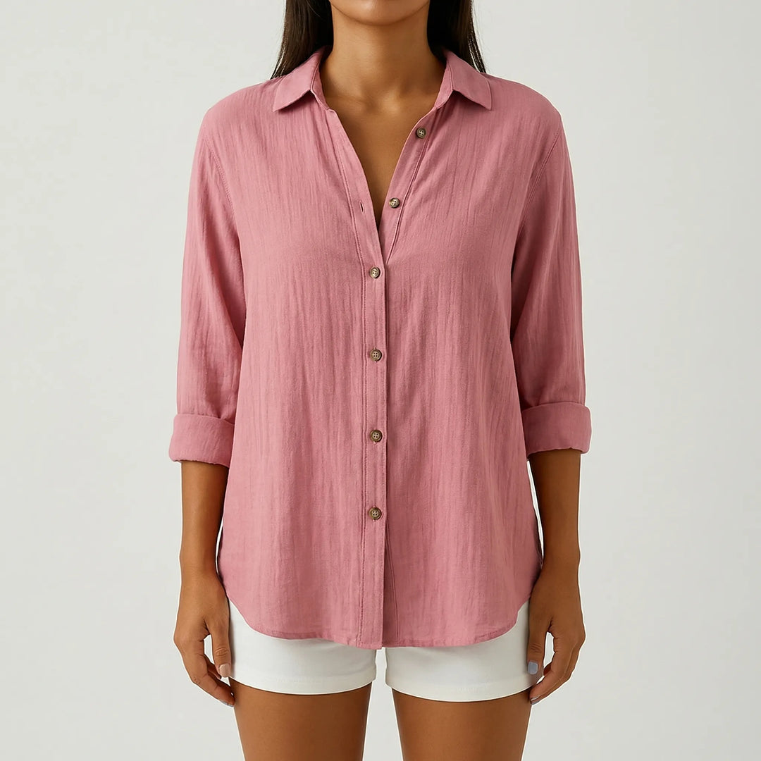 Brezara - Long-Sleeve Button-Up Women's Blouse