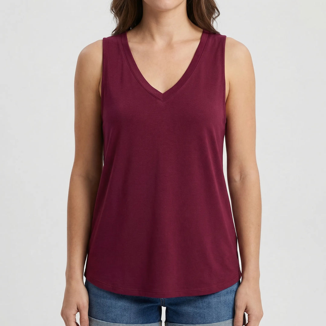 Brezova - Loose Deep V-Neck Sleeveless Top
