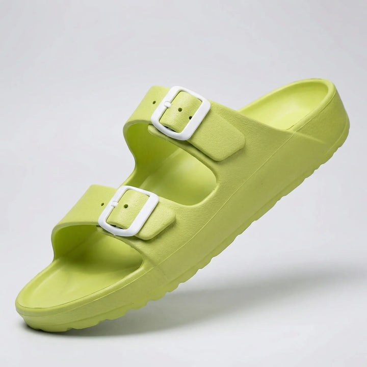 Buckivo - Double Buckle Open-Toe Slide Sandal