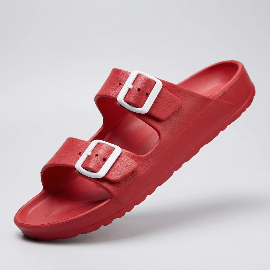 Buckivo - Double Buckle Open-Toe Slide Sandal
