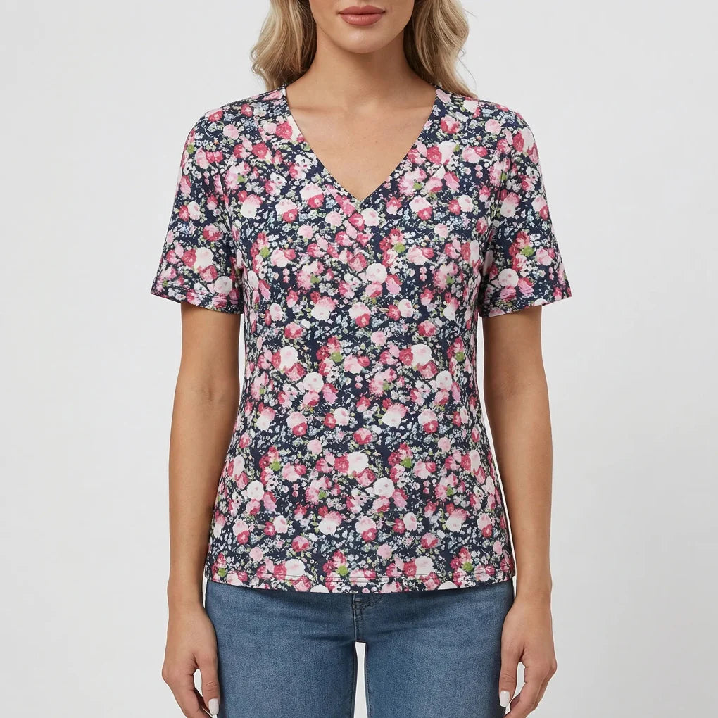 Casuvee - V-Neck Short Sleeve Casual Tee
