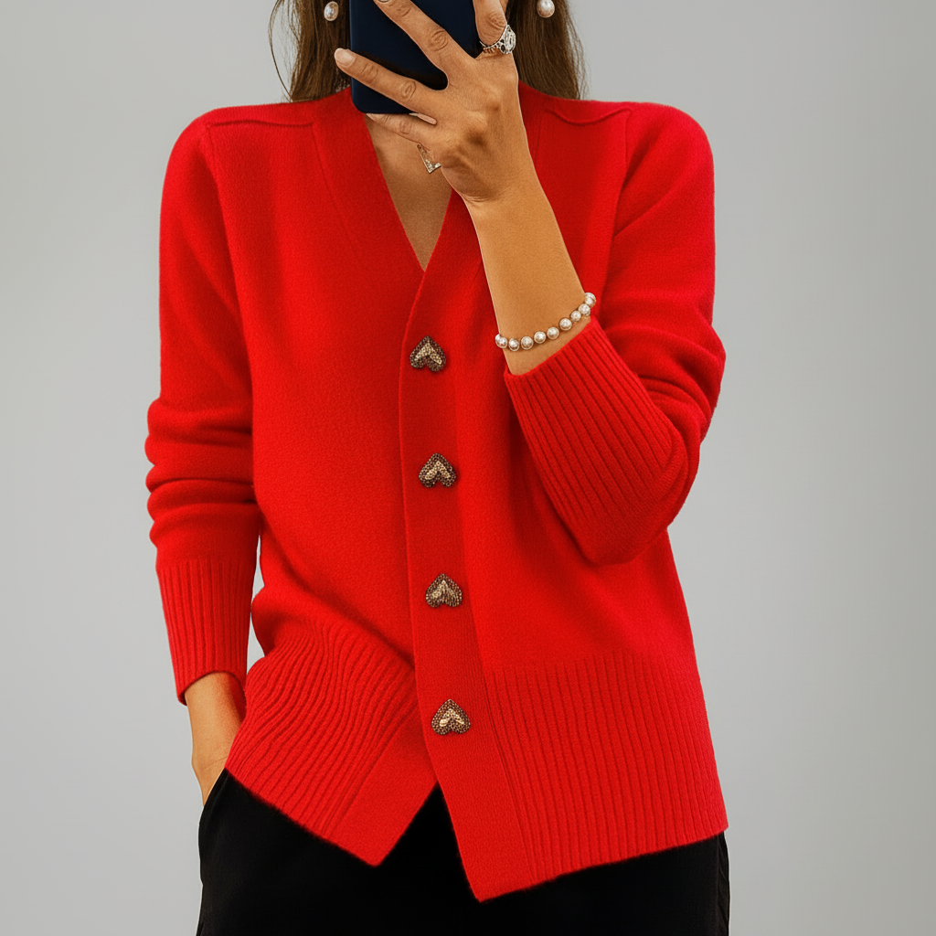 Mukava V-kaula Neule Cardigan Naisille