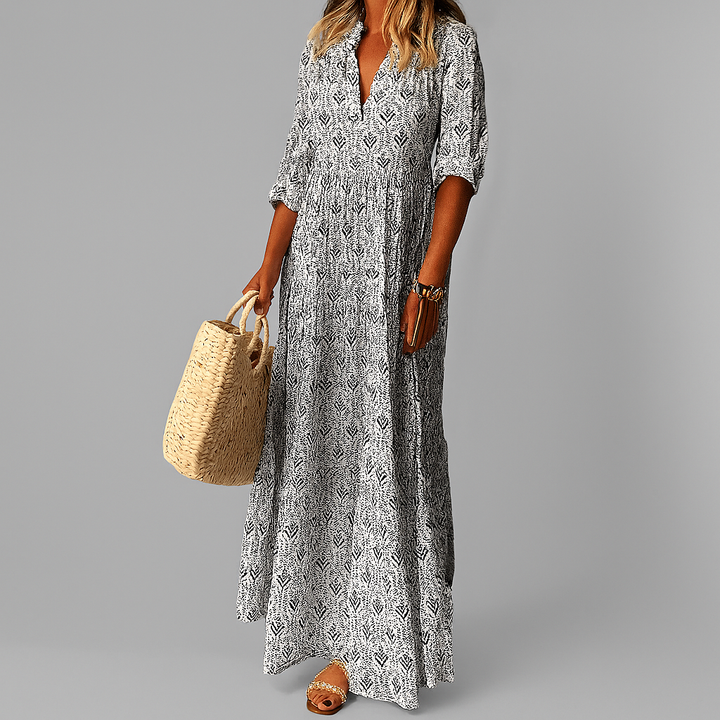 Naisten Vintage Printti Kevyt Maxi Mekko