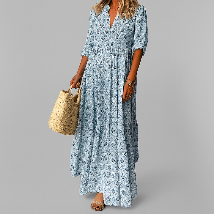 Naisten Vintage Printti Kevyt Maxi Mekko