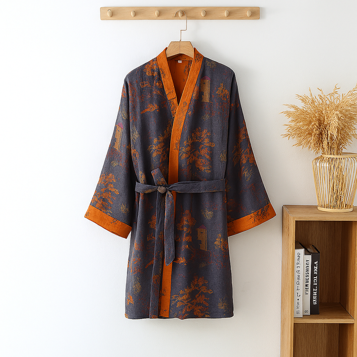 Kevyt Miesten Puuvilla Kimono Viitta