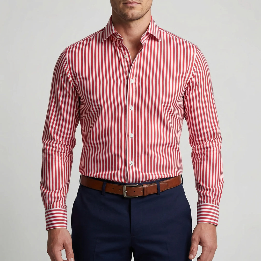 Claddurn - Long Sleeve Striped Button-Down Shirt