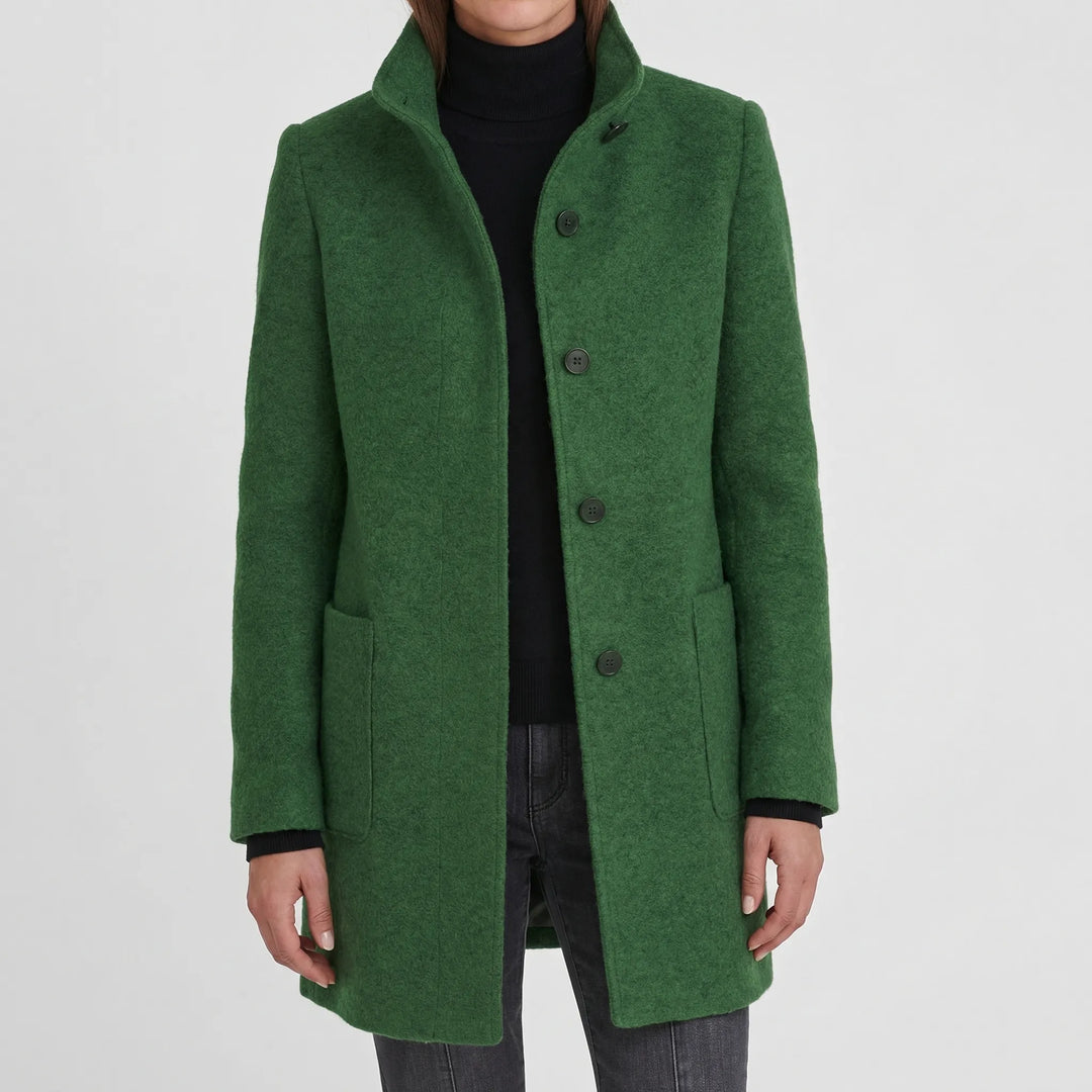 Clarique - Mid-Length Stand-Collar Women's Coat