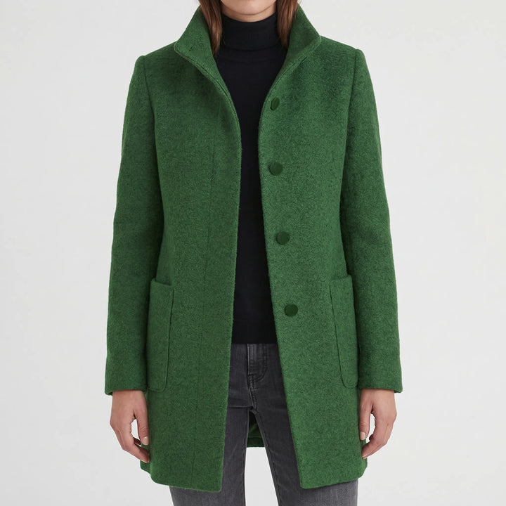 Clarique - Mid-Length Stand-Collar Women's Coat