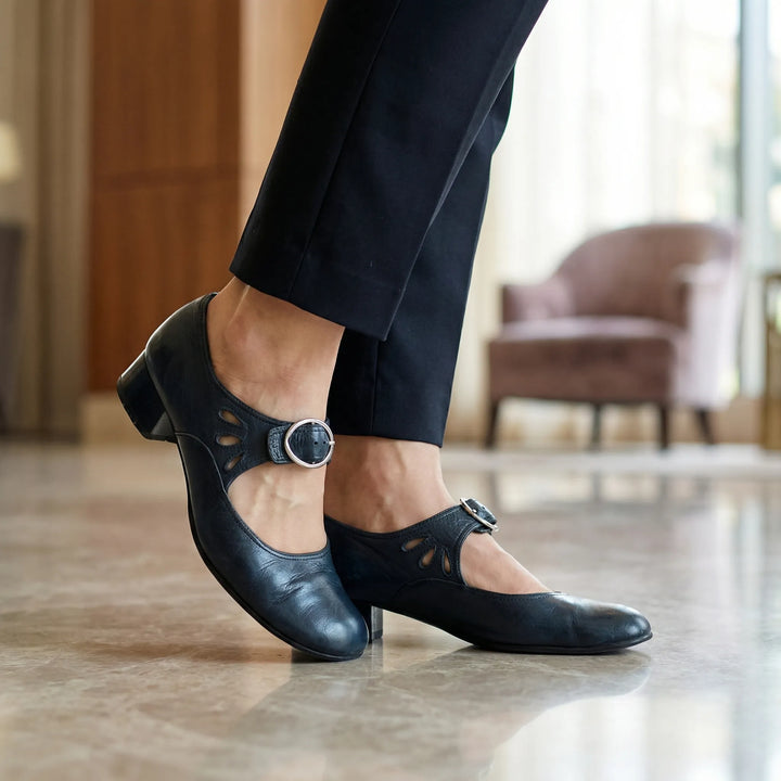 Claspette - Low Block Heel Mary Jane Flat