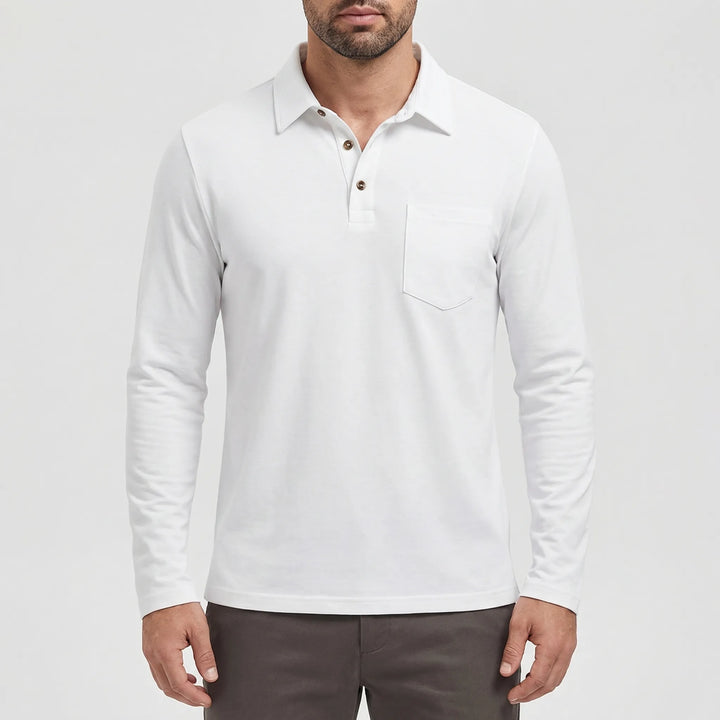 Collenzo - Long-Sleeve Polo Shirt With Chest Pocket