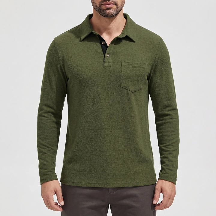 Collenzo - Long-Sleeve Polo Shirt With Chest Pocket