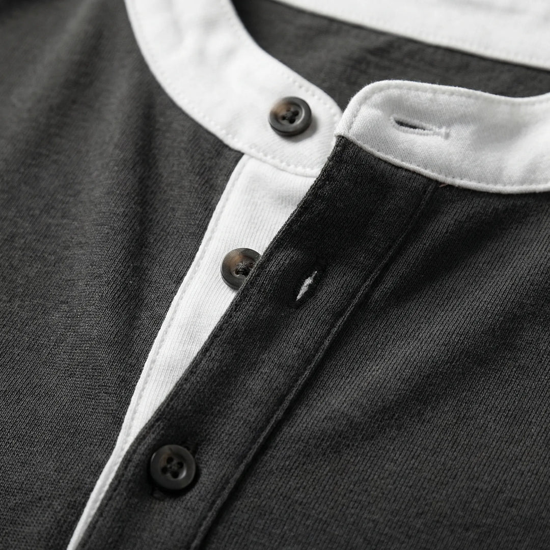 Coltrex - Long-Sleeve Henley With Contrast Collar