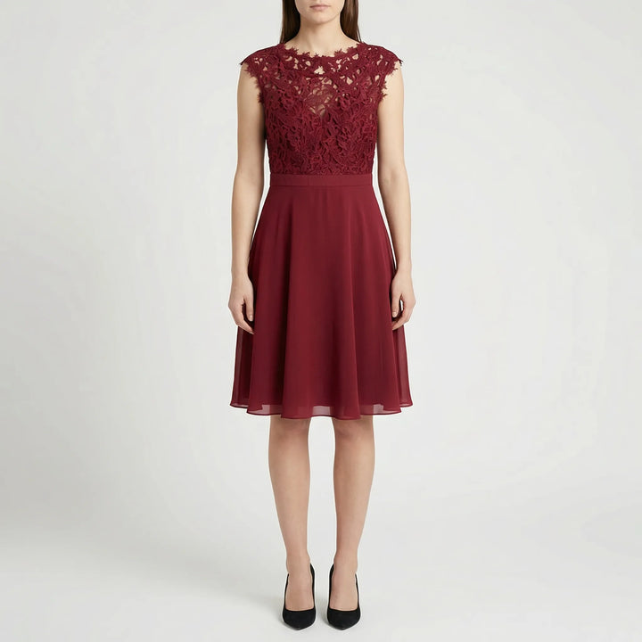 Elegara - Lace Bodice Sleeveless Mini Dress