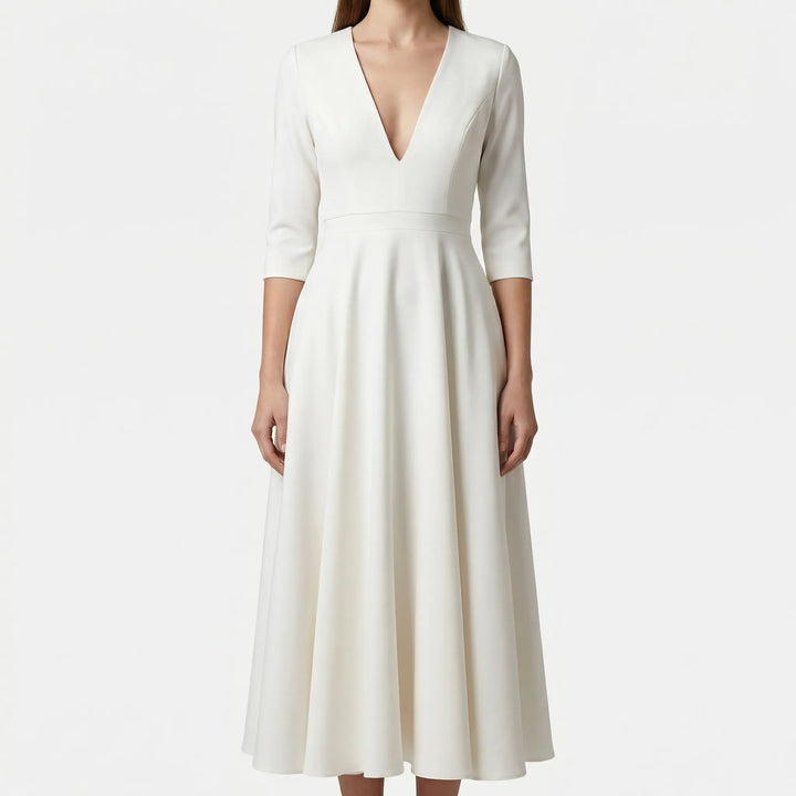 Elunova - Elegant Midi A-Line Women's Dress