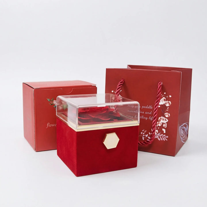 Eterova - Preserved Rose And Engraved Necklace Set
