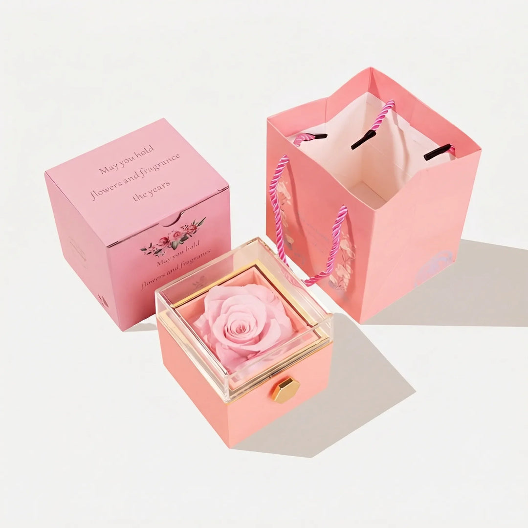 Eterova - Preserved Rose And Engraved Necklace Set