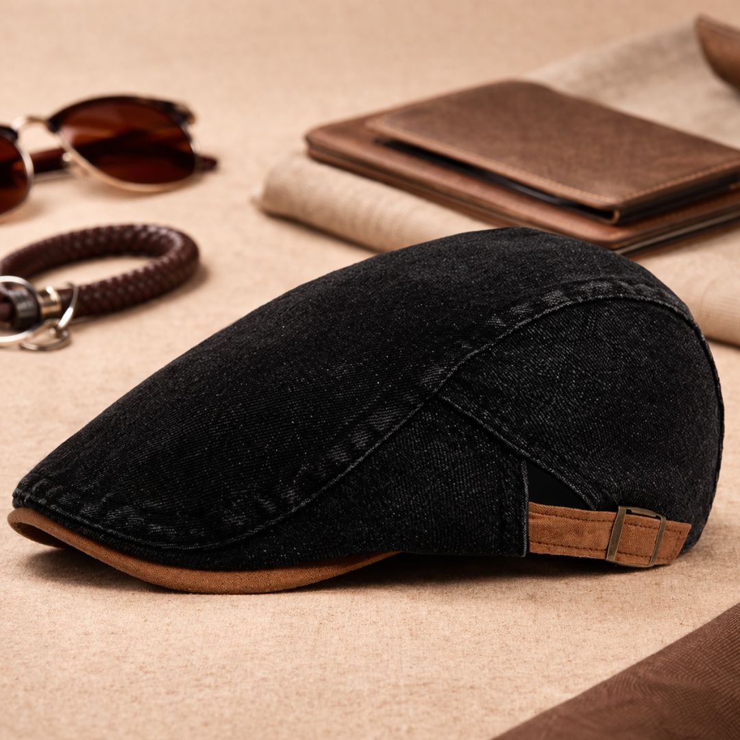 Miesten lippalakki | Retro-denim newsboy-lakki