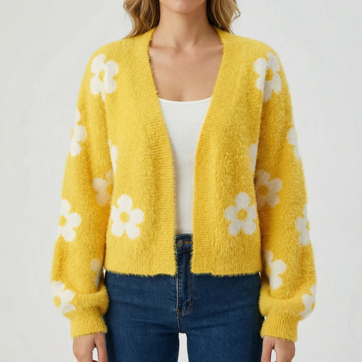 Floriva - Open-Front Floral Cardigan Sweater